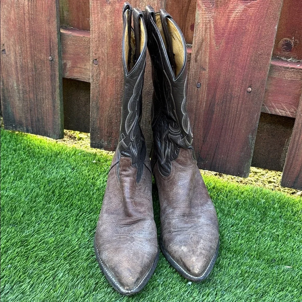Tony Lama Black and Brown Western Cowboy Boots Size 10